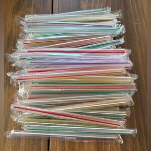 Milkshake / Smoothie Individually Wrapped Plastic Straws - Set Of 51